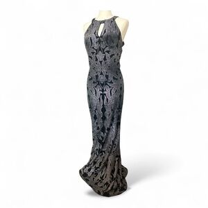 Elegant Black and Silver Evening Gown by Betsy & Adam